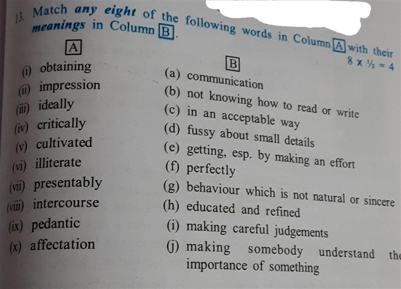 Match the following words in column (A) with their meanings in column (B)​-example-1