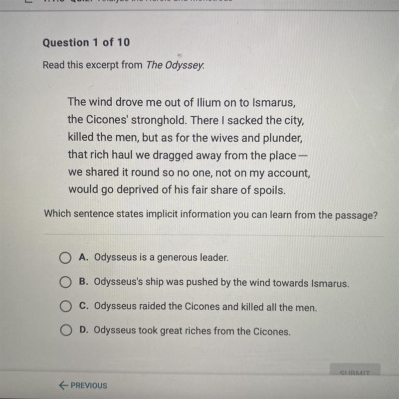 Which sentence states implicit information you can learn from the passage?-example-1