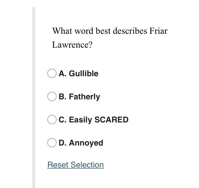 What word best describes Friar Lawrence?-example-1