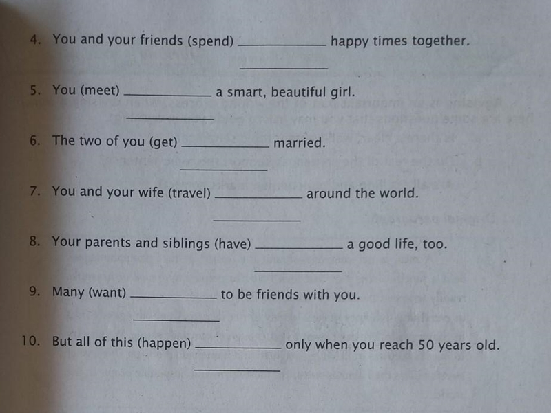 ✏DIRECTION:Use the verb in parentheses in their correct simple future tense. Do both-example-1