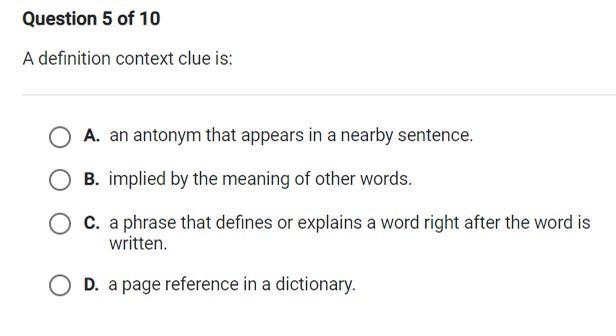 A definition context clue is￼:-example-1