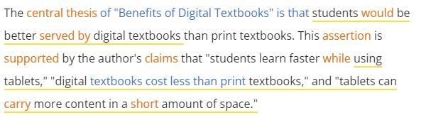 Earlier, you identified the main idea of “Benefits of Digital Textbooks”. Based on-example-1