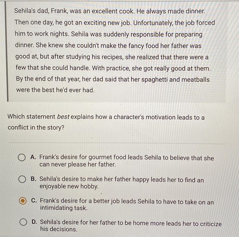 Would it be B or C? which statement best exaplains how a characters motivation leads-example-1