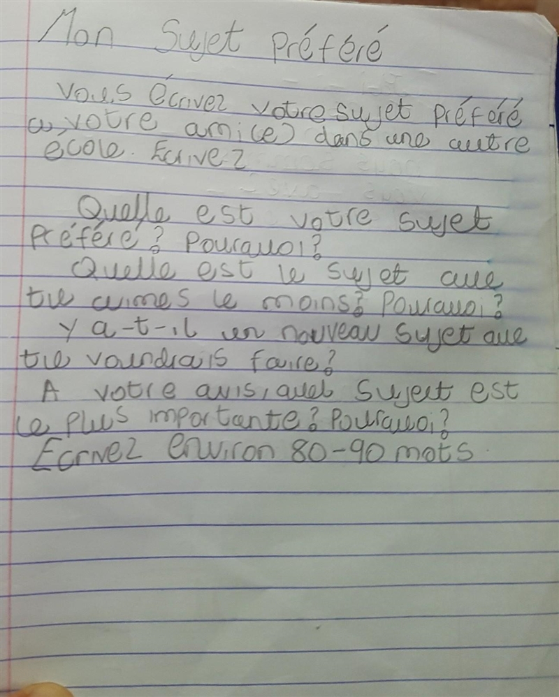 Mon sujet prefere home work pls help me​-example-1