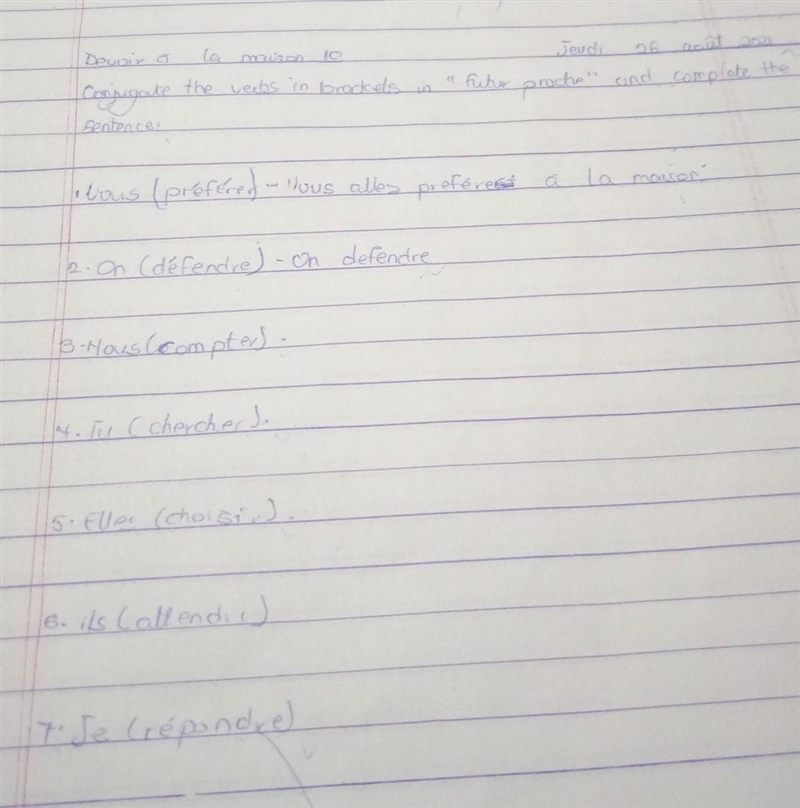 Conjugate the verbs in brackets in future proche and complete the sentences 1.vous-example-1