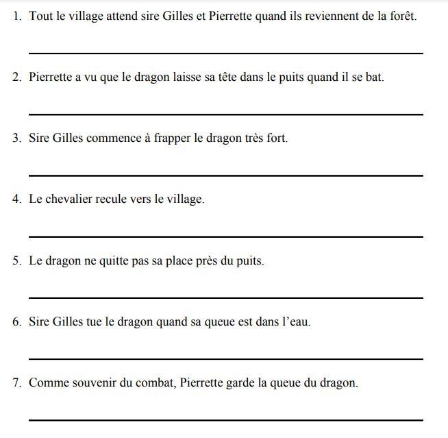 Help - Le dragon de la forêt – Troisième Partie Questions : Chaque phrase contient-example-1