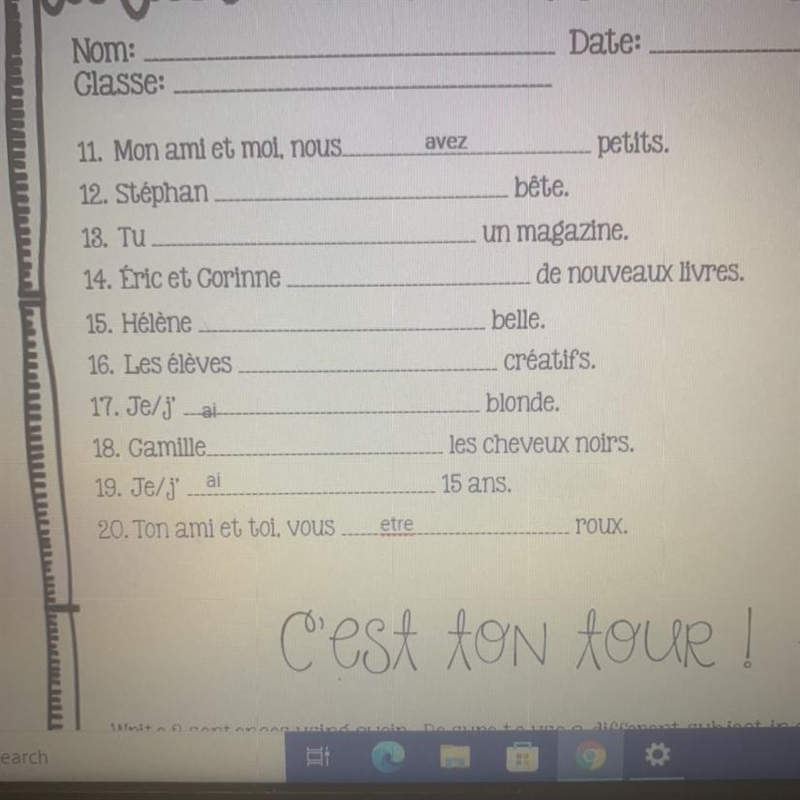 Help me figure out what French conjugation-example-1