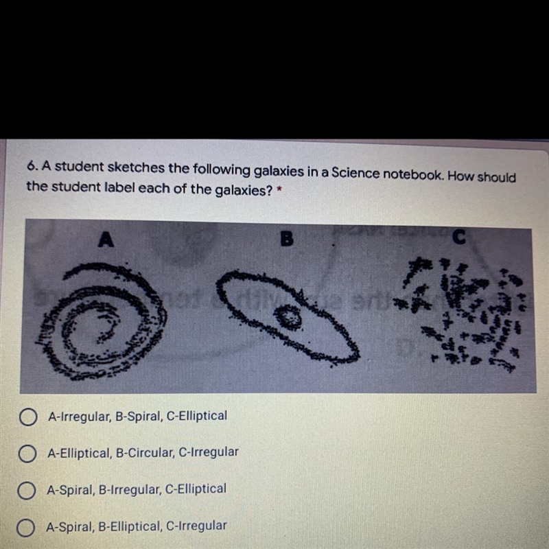 6. A student sketches the following galaxies in a Science notebook. How should the-example-1