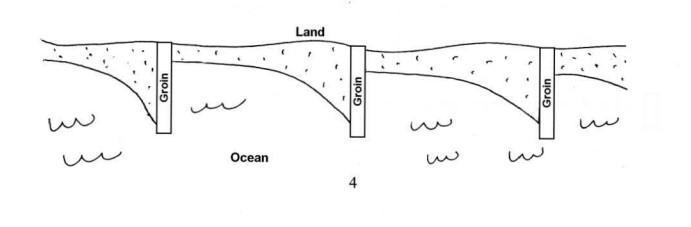 Examine the following sketch of a shoreline with a series of barriers to trap sand-example-1