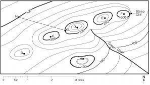 ANSWER ASAP PLEASEEE!! What is the Elevation of point B? A. 100-119 ft B. 120-129ft-example-1