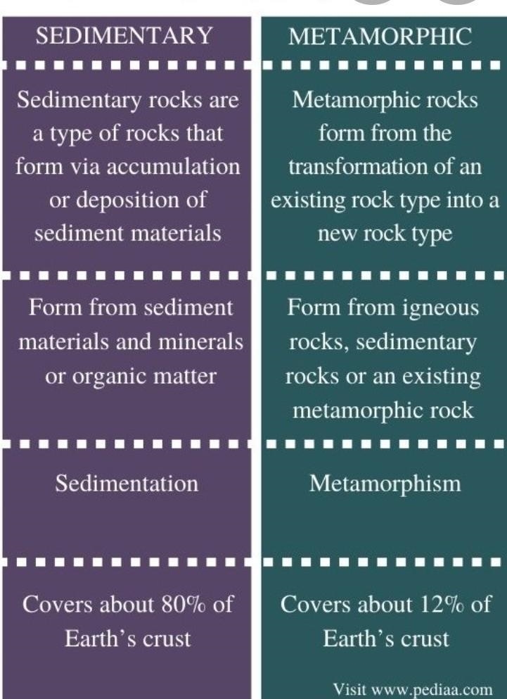 3. Differentiate between. a) Igneous and sedimentary rock b) Sedimentary and metamorphic-example-2