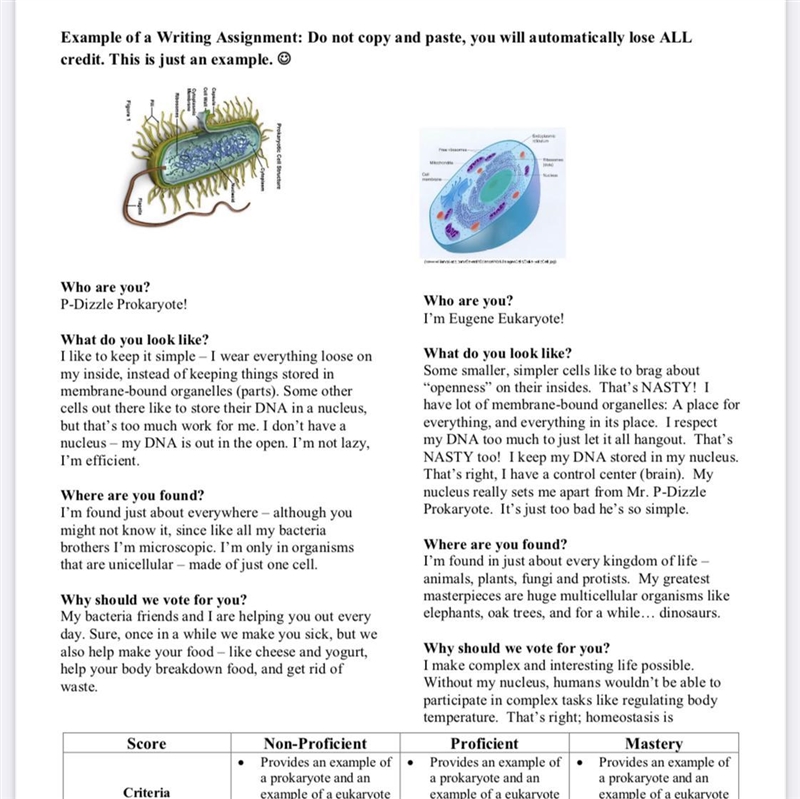 Pretend you are a prokaryotes or eukaryotic trying to date with￼ The opposite type-example-1