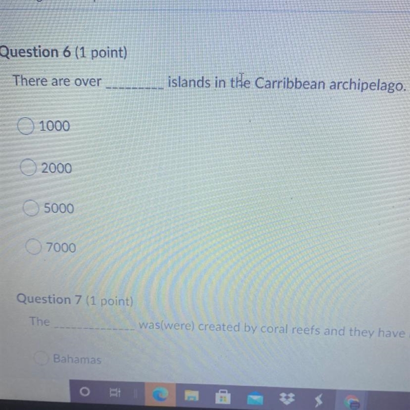 PLEASE ANSWER There are over_____ islands in the Carribbean archipelago. A. 1000 B-example-1