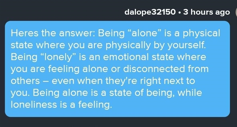 What is the difference between being/feeling alone and being/feeling lonely?-example-1