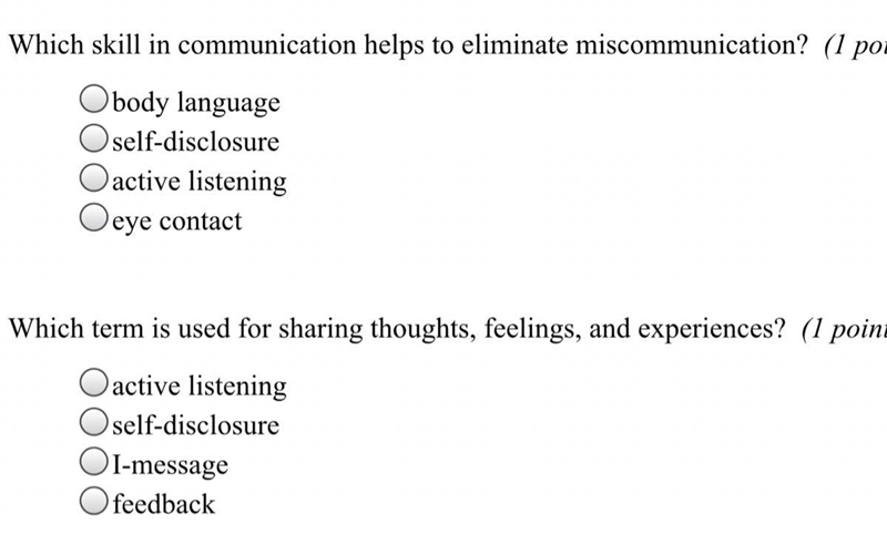 1Which skill in communication helps to eliminate miscommunication? 2Which term is-example-1