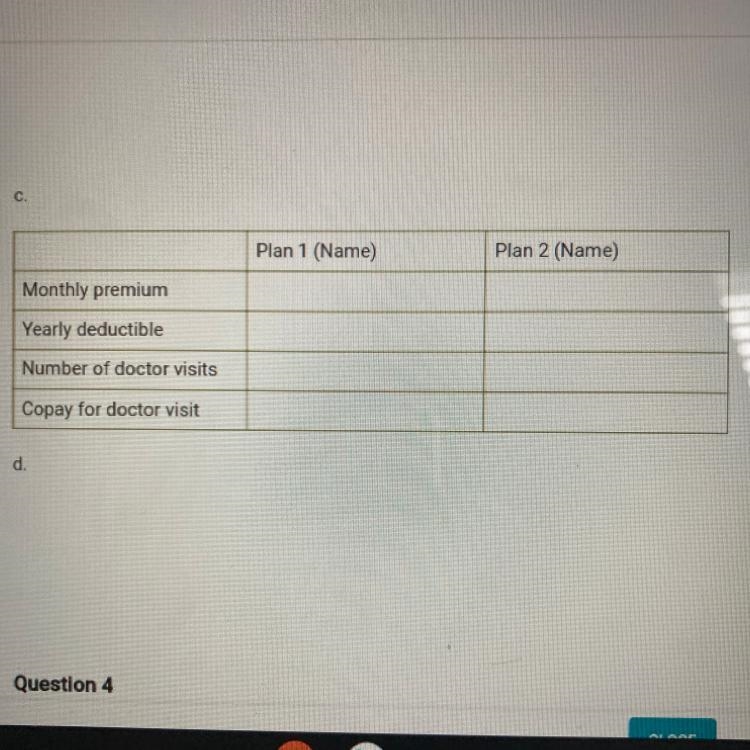 Helppp! Research cost effective health insurance plans. Describe two plans.-example-1