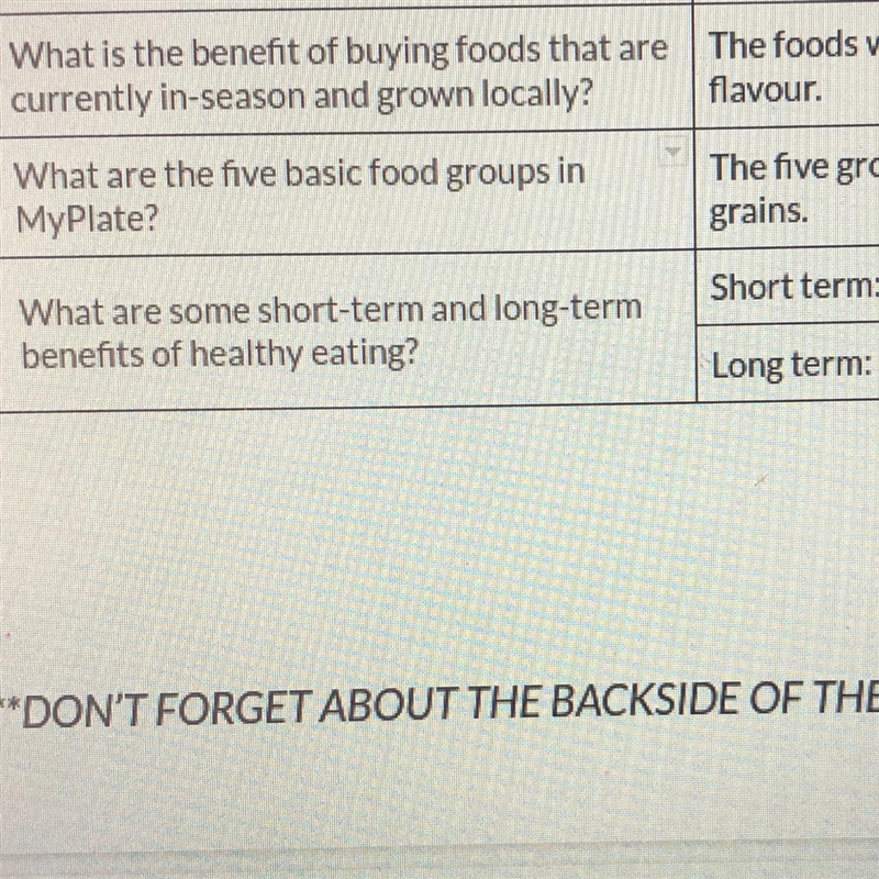 7. What are some short-term and long-term benefits of healthy eating? Long term: Short-example-1