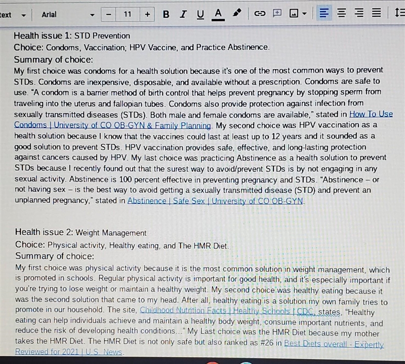 Project: Health Decisions. Click the links to open the resources below. These resources-example-1