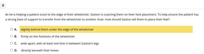 As he is helping a patient scoot to the edge of their wheelchair, Gaston is coaching-example-1