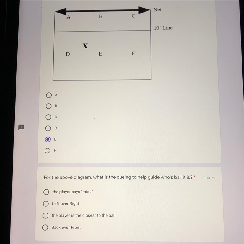 If you play volleyball help! If X is the ball, which player should pass the ball? For-example-1