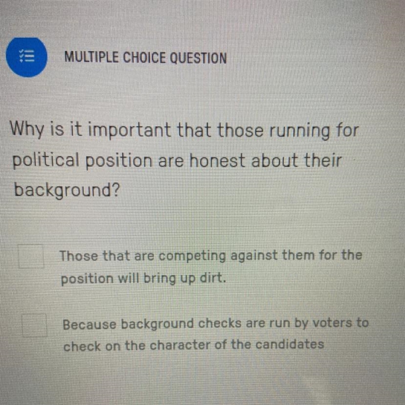 Why is it important that those running for political position are honest about their-example-1