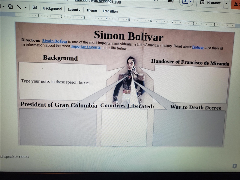 Fill out the chart about Simon Bolivar.-example-1