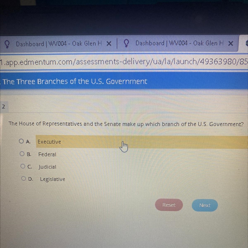 House of representatives and the Senate make up which branch of the US government-example-1