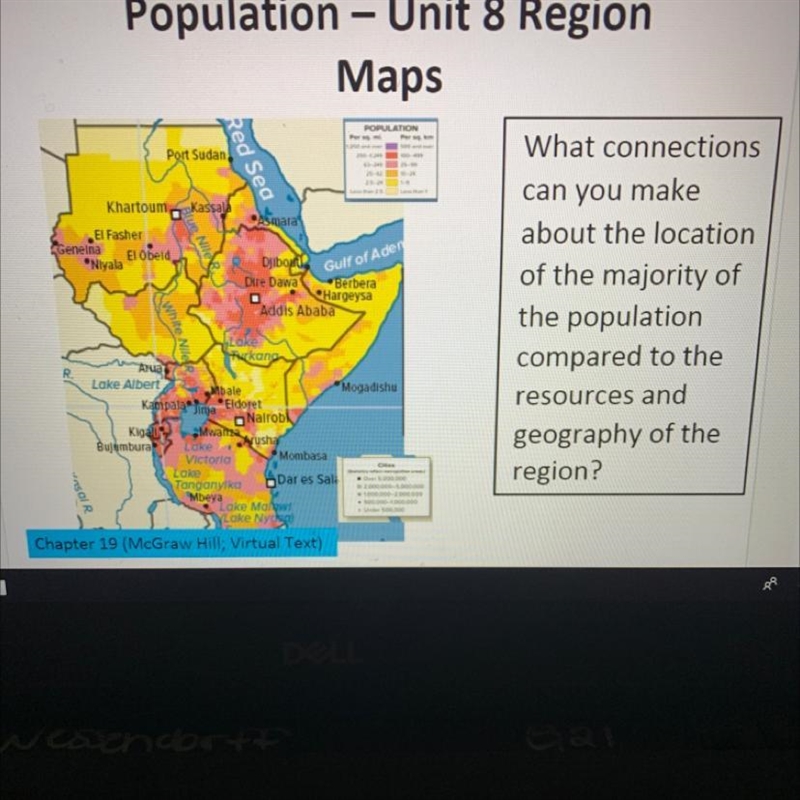 What connections can you make about the location of the majority of the population-example-1