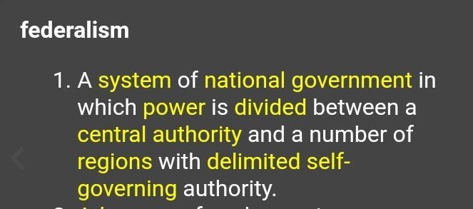 The sharing of power between national and state governments Bill of Rights the power-example-1