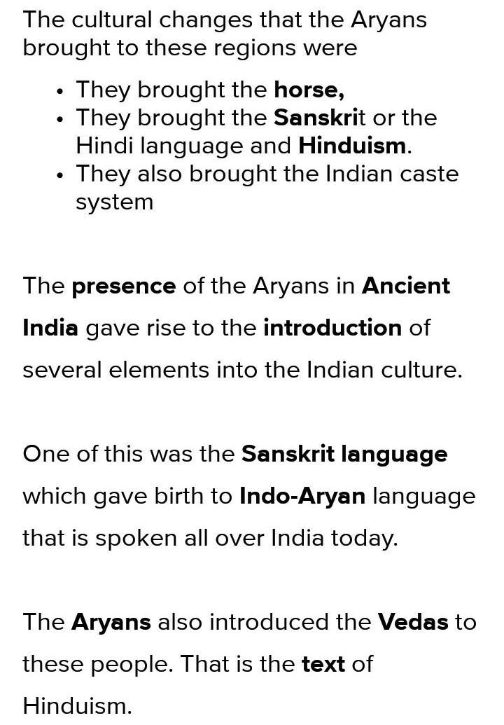 Explain the cultural changes the Aryans brought to the Mohenjo-Daro/Harappa and Dravidian-example-1