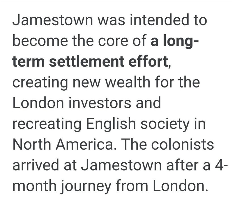 Why was Jamestown settled?-example-1