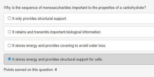 Why is the sequence of monosaccharides important to the properties of a carbohydrate-example-1