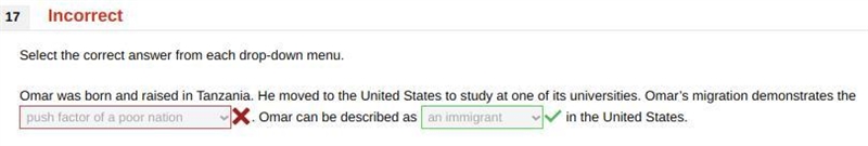 Select the correct answer from each drop-down menu. Omar was born and raised in Tanzania-example-1
