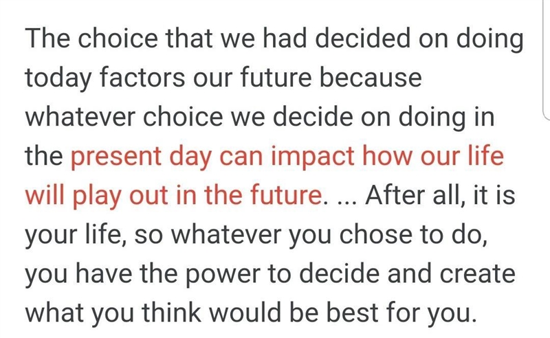 Why do the choices we make now Matter in the future-example-1