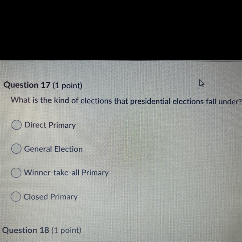 What is the kind of elections that presidential elections fall under?-example-1