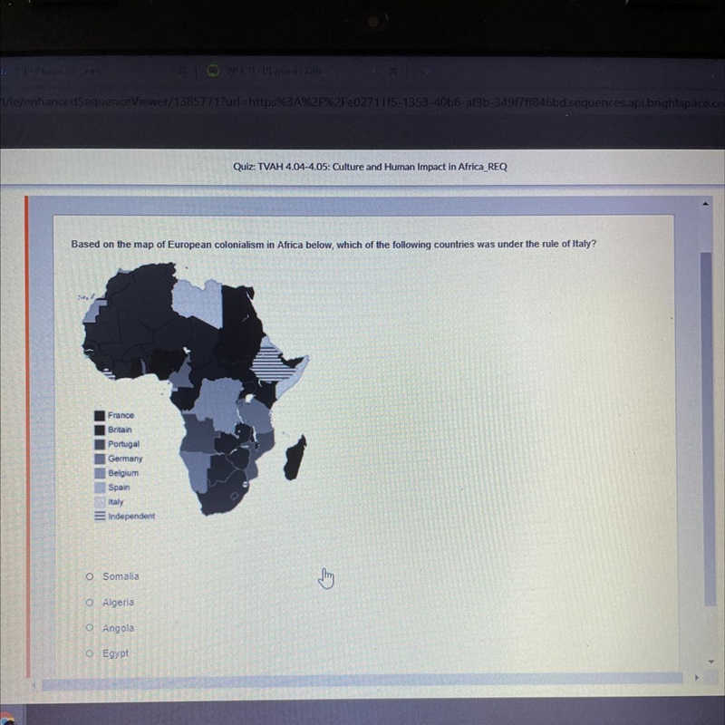 Based on the map of European colonialism in Africa below, which of the following countries-example-1