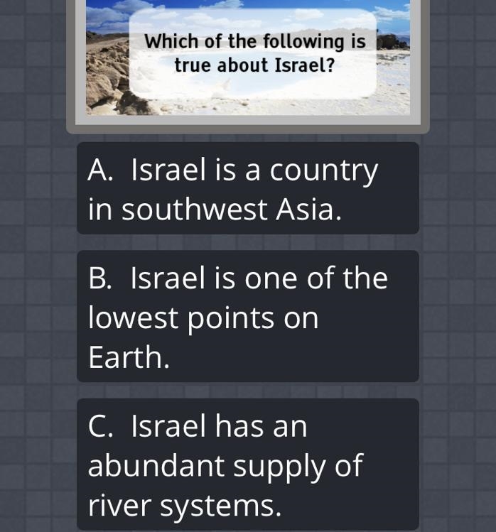 Help&EXPLAIN Which of the following is true about Israel-example-1