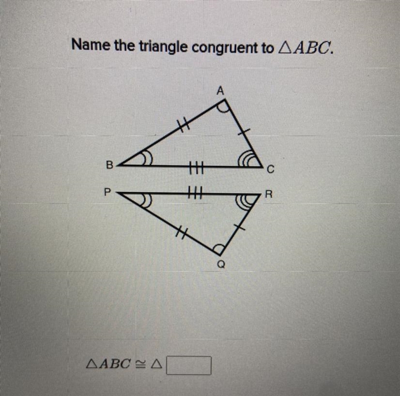 Name the triangle congruent to ABC.-example-1