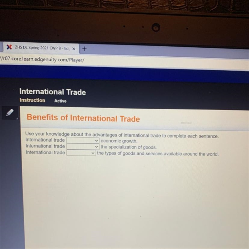 Instruction Active Benefits of International Trade Use your knowledge about the advantages-example-1