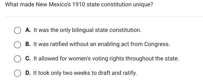 What made new mexico's 1910 state constitution unique-example-1