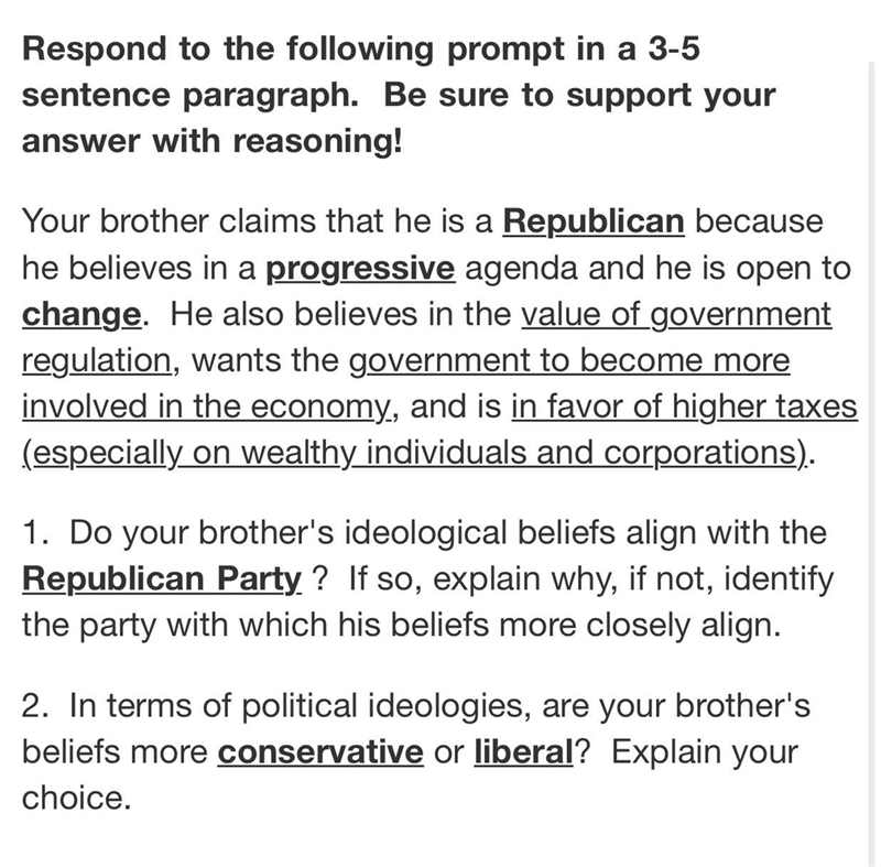 Read the question in the picture and explain which side he on and why-example-1