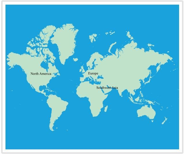 Drag each label to the correct location on the map. Identify the time periods when-example-1