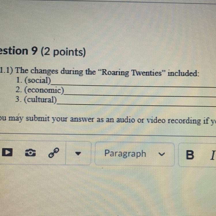 I need to know how the roaring 20’s changed America in these three ways-example-1