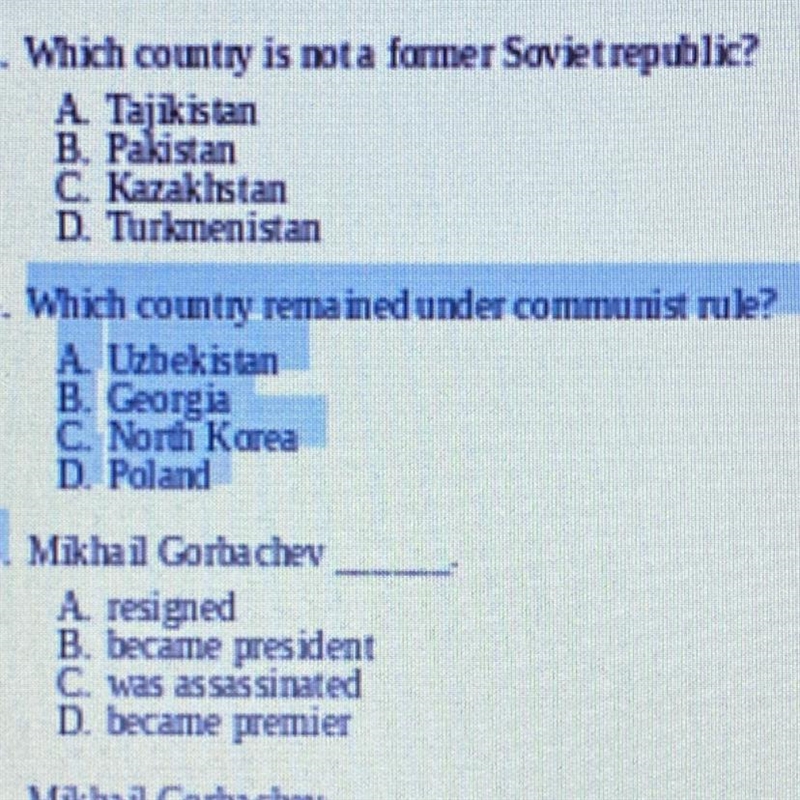 Which country is not a former soviet republic?-example-1