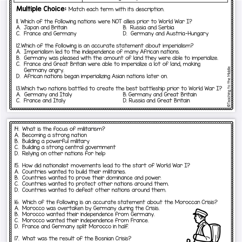 These are questions about The main causes of world war 1-example-1