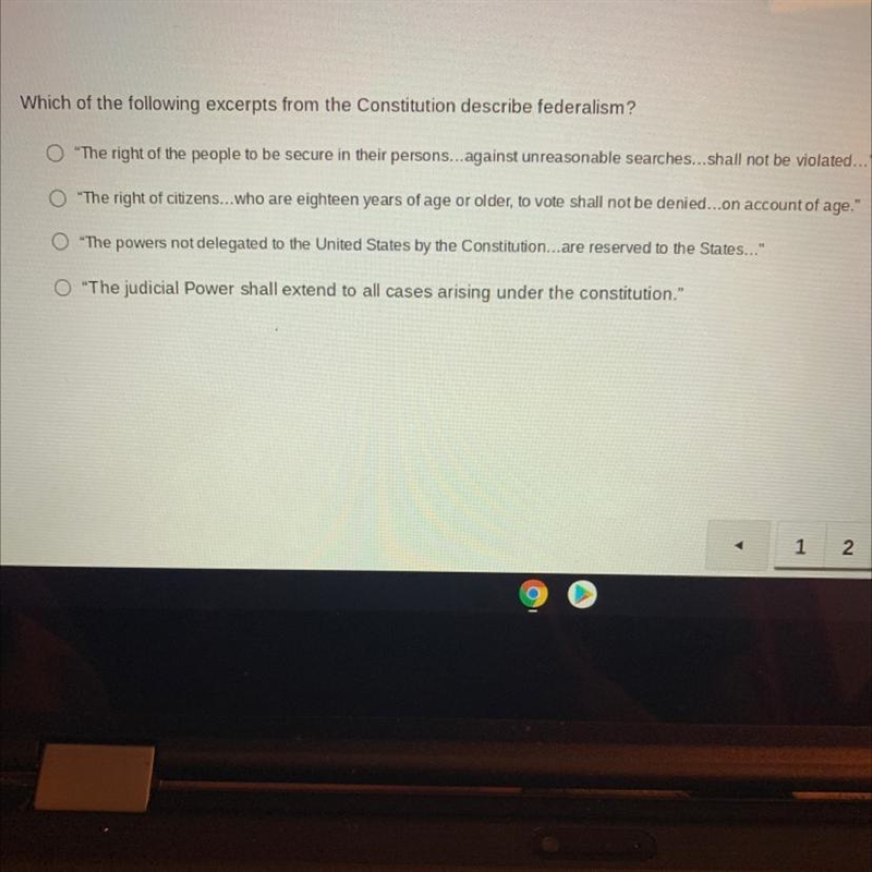 Which of the following excerpts from the Constitution describe federalism?-example-1