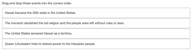 Drag and drop these events into the correct order.-example-1