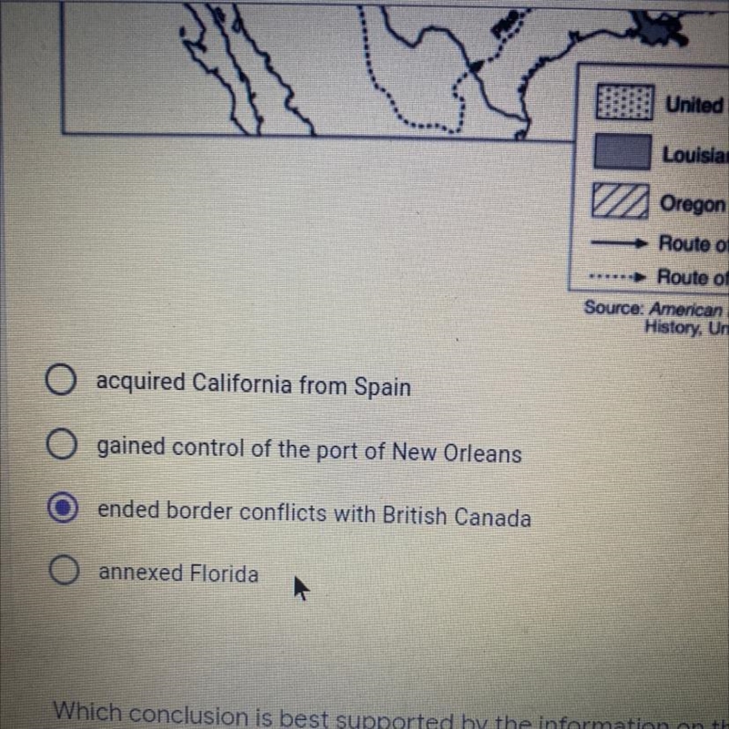 One result of the purchase of the Louisiana Territory (1803) was that the United States-example-1