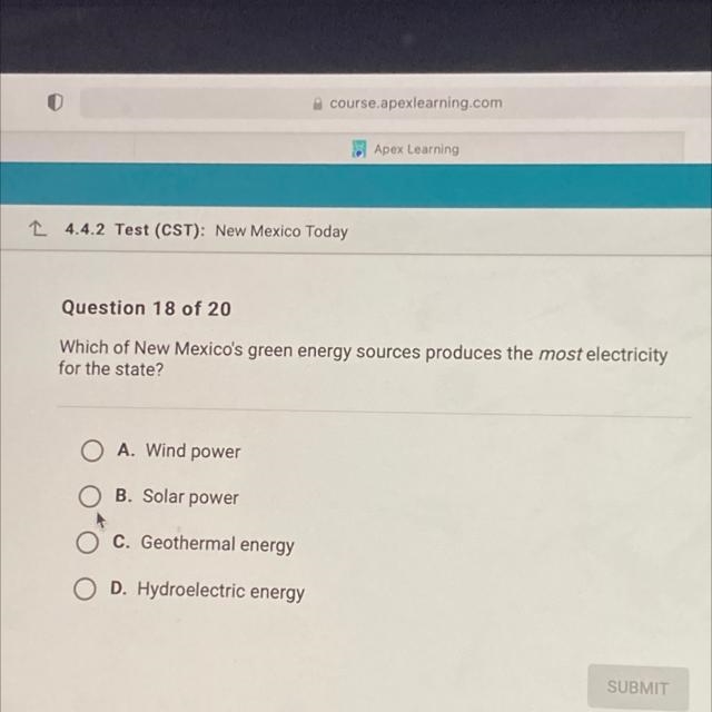 Which of New Mexico green energy source produces the most electricity for the state-example-1