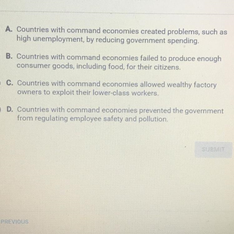 Which of the following contributed to the collapse of command economies in communist-example-1